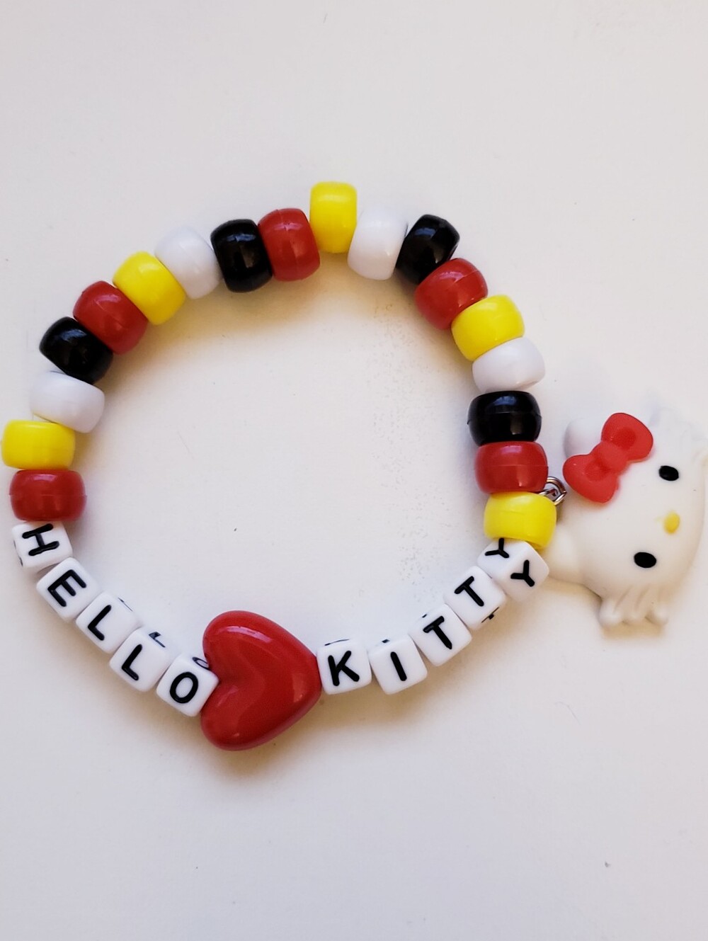 Handmade Hello Kitty Beaded Kandi Bracelet
